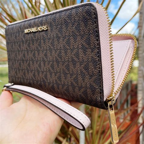 michael kors brown and pink wallet|Michael Kors brown wallet sale.